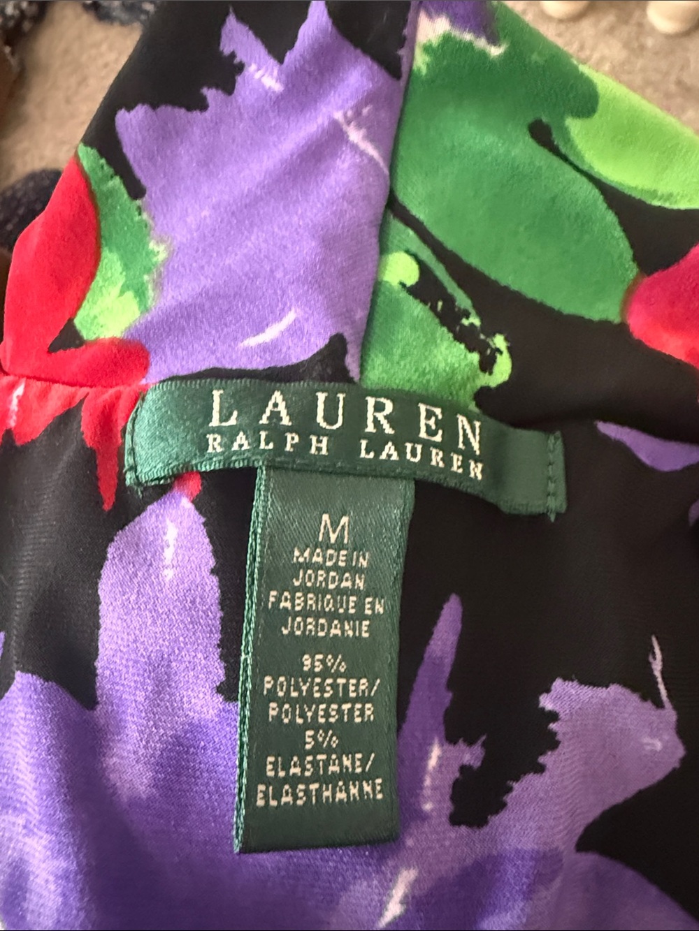Lauren Ralph Lauren Black Dress with Purple, Green & Red Floral Print - Picture 2 of 4